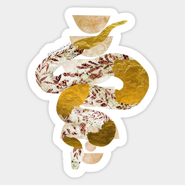 Delft Porcelain Snake Negative Painting Sage Background Sticker by venglehart